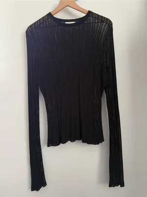Dissh XXL Estella Long Sleeve Top Black Open Knit Gothic Whimsicgoth Emo Crew thumbnail 2