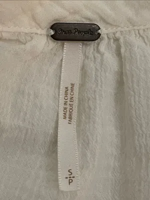 Free People Sivan Embroidered Blouse Ivory Small Boho Lace Crinkle Gauze Peasant thumbnail 2