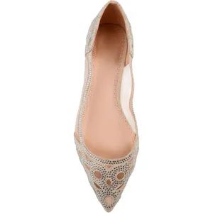 NWT Journee Collection Womens Batavia Ballet Flat Embellished Nude Brown 6M thumbnail 4