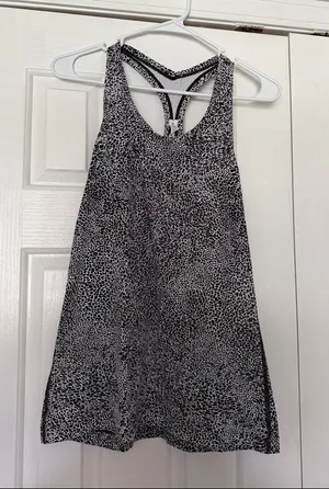 Lululemon Black and White Animal Print Dot Tank Top Size 10 thumbnail 1