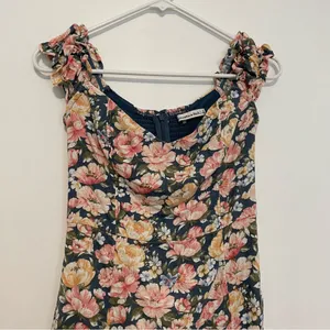 ABERCROMBIE & FITCH A&F Off the Shoulder Corset Mini Dress Blue Pink Etc Floral thumbnail 6