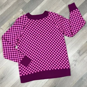 Future Collective Check Pullover Sweater Pink‎ Purple Small Pink thumbnail 14