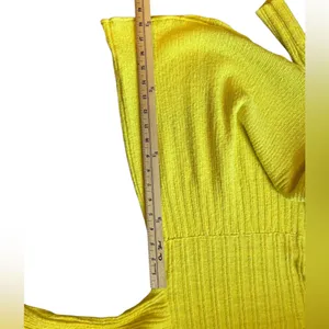 FREE PEOPLE BEACH Bright Yellow Oversized Cover Up Sweater Size Medium thumbnail 12