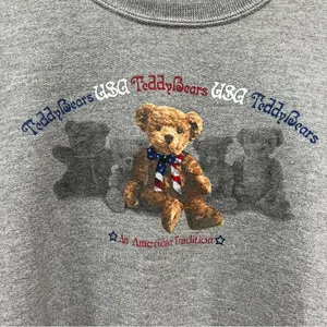 Vtg Jerzees Gray Bear Graphic large Crewneck Sweater USA American flag colorpop thumbnail 5