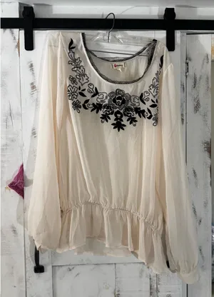 Vintage long sleeve Lacey top White Size L thumbnail 3