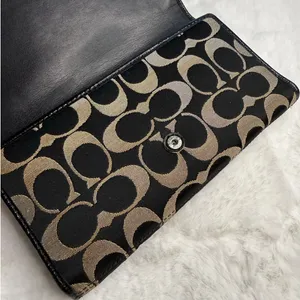 COACH Black Signature Canvas Wallet thumbnail 7