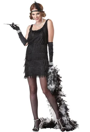 California Costumes Women's SMALL Black 1920s Flapper Costume with Headband thumbnail 1