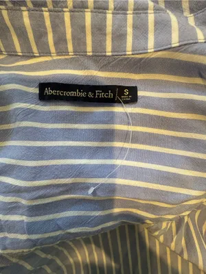 Abercrombie & Fitch Blue and White Striped Button-Up Shirt thumbnail 4
