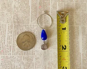 Handmade german teardrop beads & swirl dangle hoop earrings💫💙 thumbnail 6