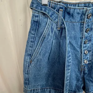 Abercrombie & Fitch Paperbag Denim Shorts Women 24 00 High Rise‎ Y2K Belted thumbnail 9