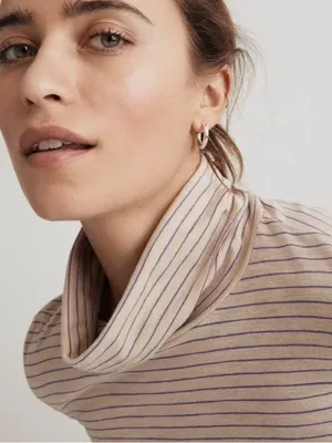 NWT Madewell Whisper Cotton Striped Turtleneck Tee Matchstick sz XXL thumbnail 4