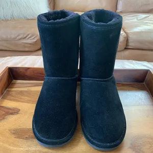 BearPaw Black Winter Sherpa Suede Boots thumbnail 4