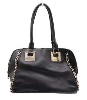 Marc New York Satchel Womens Large Black Pebbled Chain Accent Gold Hardware Fair thumbnail 1