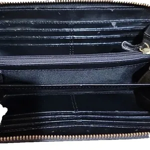 Coach Ashley Leather Wallet Accordion 3 Side Zip Black Wristlet thumbnail 5