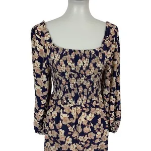 Sanctuary Smocked Floral Long Sleeve Mini‎ Dress Boho Cottagecore Aesthetic 8 thumbnail 2