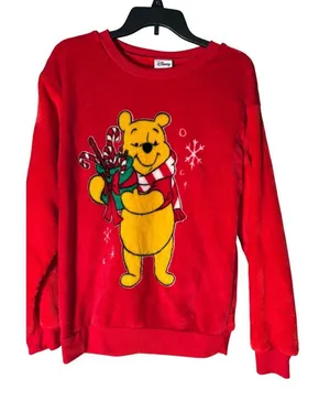 Disney's Winnie the Pool Christmas Sweatshirt Chenille Flleece‎ thumbnail 1