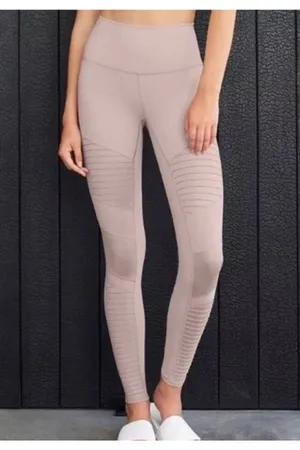 Alo Yoga Leggings Size Small High Waisted Light Pink Dusty Rose Moto Full Length thumbnail 1