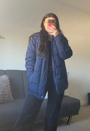 Navy blue puffer jacket thumbnail 1