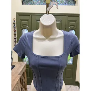 NWT Abercrombie & Fitch "Chance or Faith" Blue Corset Style Crop Top – Size Smal thumbnail 3