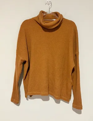 Old navy cozy waffle cowl neck long sleeve‎ warm coffee brown size large thumbnail 1