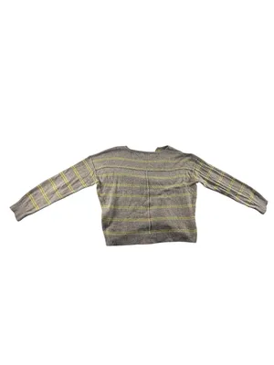 American Eagle Outfitters Gray V-Neck Sweater with Yellow Stripes thumbnail 8