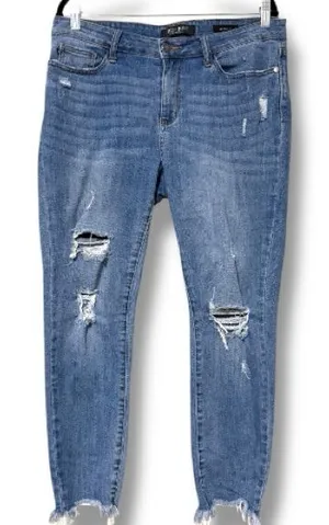 Judy Blue women’s size 31 distressed skinny fit blue jeans stretch thumbnail 1