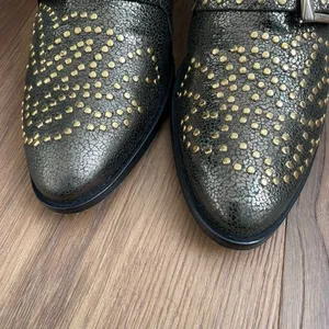 Lemare Italy Leather Ankle Cowboy Boots Metallic Green Gold 36 6 thumbnail 3