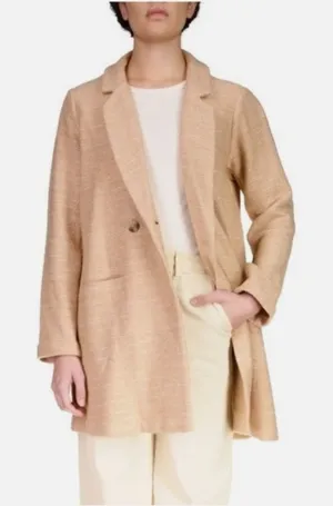 Sanctuary Carleton Cotton Blend Tan Blazer Modern Tailored Suit Jacket M thumbnail 1