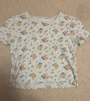 American Eagle floral waffle knit baby tee thumbnail 1