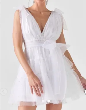Francesca's judy tulle pearl tiered dress thumbnail 1
