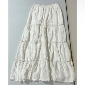 White Solid Linen Maxi Skirt Bottoms Size XS 🤍✨ thumbnail 4