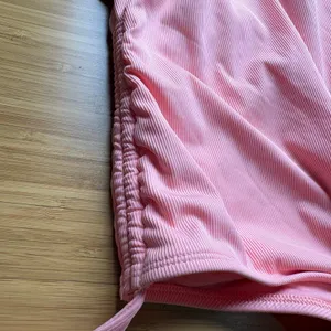 Shade & Shore One Piece Swimsuit Small Pink Ribbed Adjustable Side Ties Ruched thumbnail 4