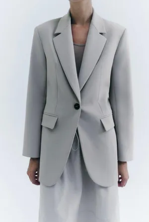 ZARA oversize blazer casual suit relaxed boyfriend mom suit jacket thumbnail 1