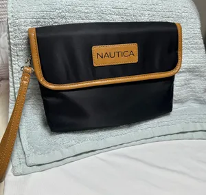 Nautica Black and Tan Wristlet Clutch with crossbody strap NWT thumbnail 1