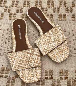 Jeffrey Campbell Raffia Slide Sandals NEW 6 Spring Summer Vacation thumbnail 1