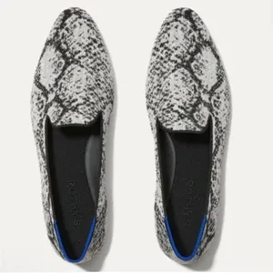 Rothy’s Python Snake Print Almond Toe Black Gray White Pattern Loafer Flats 10.5 thumbnail 2