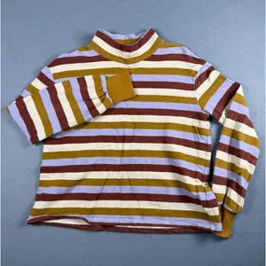 Mile(s) by Madewell Striped Mock Neck Sweatshirt Multicolor XS Relaxed Pullover thumbnail 1
