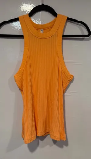 FP Movement Free People Ribbed Tank Top Orange Sleeveless Crew Neck Womens XS thumbnail 1