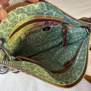 Fossil Original Brand Floral Crossbody Bag Zip Closure Brown Strap Pockets thumbnail 6