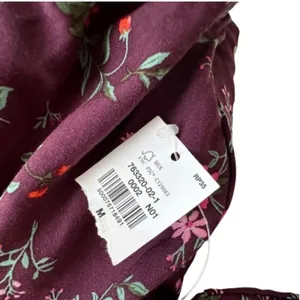 Old Navy Dress Purple Plum Floral Short Puff Sleeve Dress Midi Maxi Medium NEW thumbnail 9