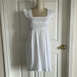 Gianni Bini GB White Square Neck‎ Old Money Seersucker Preppy Dress Sz S Feminine thumbnail 7