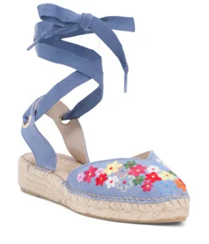 Fabiolas Blue Floral Lace-Up Espadrilles thumbnail 1