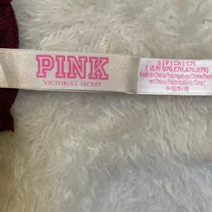 PINK Victoria’s Secret Maroon Floral‎ Lace Up Push Up Bralette Small thumbnail 4