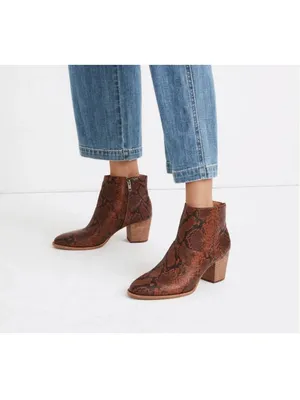 NWOB Madewell The Rosie Snake Embossed Leather Ankle Boots US 8.5 Dark Cinnabar thumbnail 3
