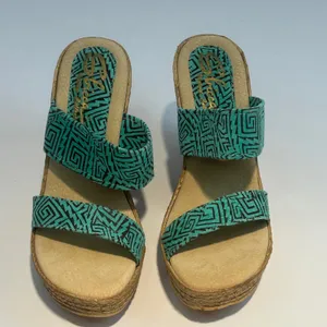 Sbicca Vintage Collection Kelli Turquoise‎ Geometric Espadrille Wedge Sandals 9 thumbnail 7