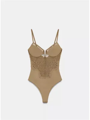 Zara‎ LACE POLYAMIDE BODYSUIT thumbnail 4