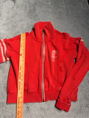 Free people school of dance New York Red Zip-Front Track Jacket sweatshirt small thumbnail 4