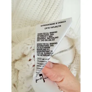 7 For All Mankind‎ Sweater Womens Medium Cream White Side Zip Shaker Knit Cotton thumbnail 6