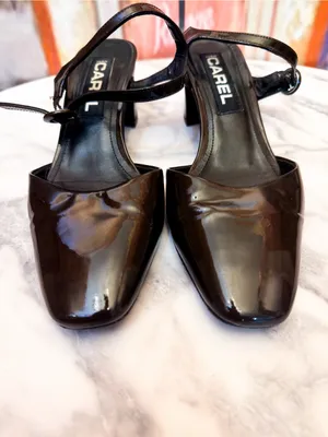Carel Paris Soraya Vernis Patent Leather Heels Brown EU 37 GUC thumbnail 2