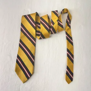 Land's End Mens Silk Tie Yellow Striped Multicolor Vintage Necktie Long Handmade thumbnail 4